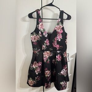 Black Floral Mini Dress- Size 11